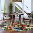 thumbnail image 3 of Easter Round Area Rug 6Ft Washable Circle Rugs for Bathroom Office, Retro Spring Rabbit Flowers Plants Wooden Plank Non-Slip Carpet Floor Mats Indoor Outdoor Carpet Runner Aesthetic Home Decor, 3 of 8
