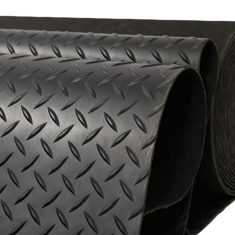 tonchean 16.5ft x 3.3ft Heavy Duty Garage Floor Mat Rolls Diamond Plate  Thickened Rubber Non-Slip Garage Flooring Roll 