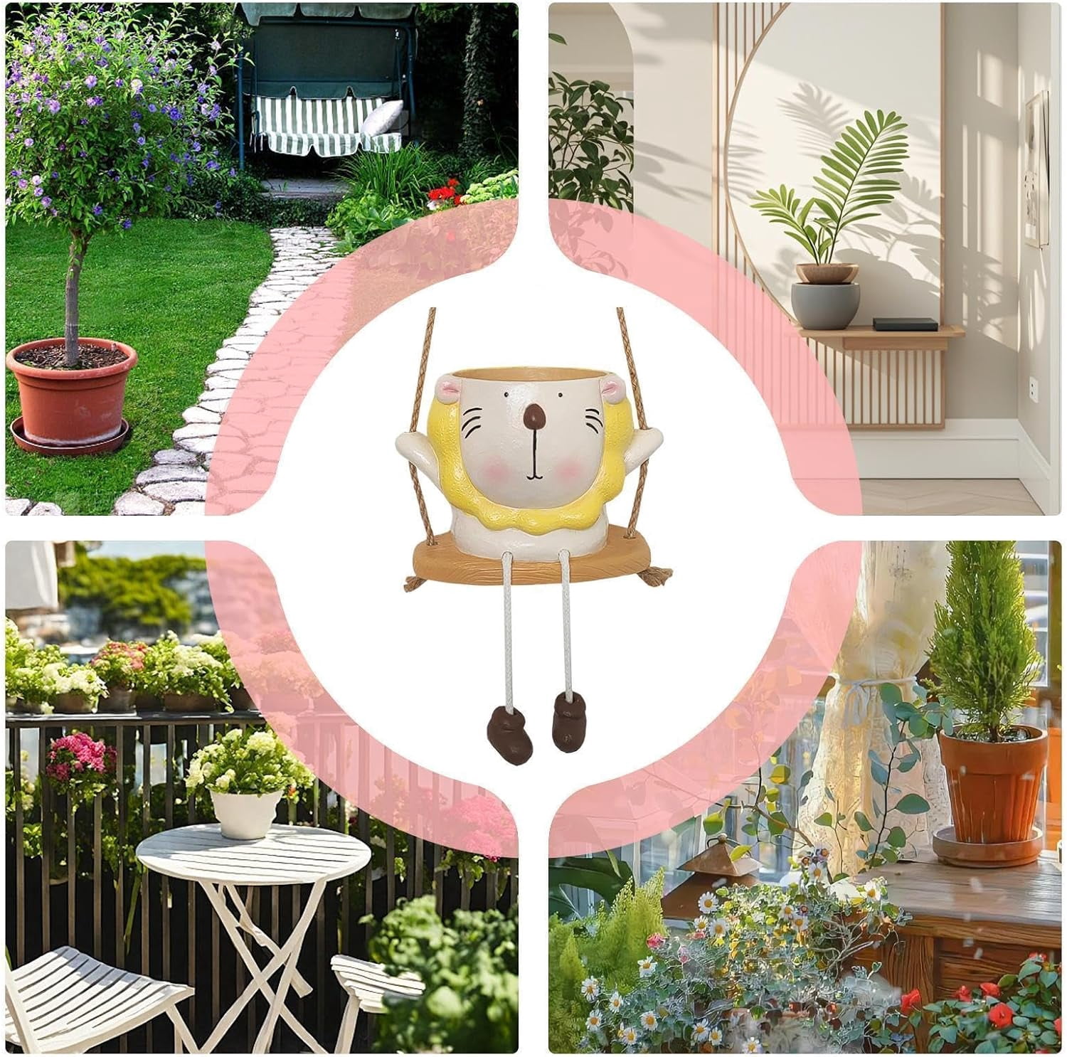 Hanging Planter Pot 1 Pc Resin Swinging Animal for Indoor Outdoor Succulent