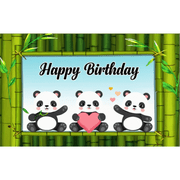 LUUFILx Cute Panda Background Cartoon Bamboo Panda Birthday Banner Decorated with Panda Birthday Party Supplies for Birthday Party