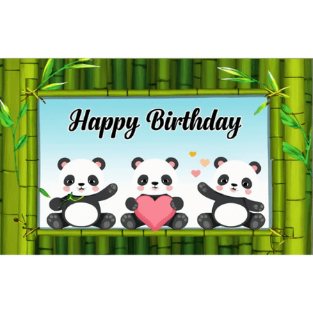 LUUFILx Cute Panda Background Cartoon Bamboo Panda Birthday Banner Decorated with Panda Birthday Party Supplies for Birthday Party