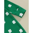 thumbnail image 5 of Baby Girl St. Patrick's Day Outfit Long Sleeve Lucky Clover Jumpsuit Romper with Headband Set Newborn Spring Clothes, 5 of 7