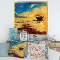 thumbnail image 3 of Abstract Boat At The Ocean Horizon During Sunset 16 in x 16 in Framed Painting Canvas Art Print, by Designart, 3 of 4
