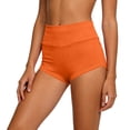 thumbnail image 5 of LVHAOGJOB Womens Comfy Shorts Elastic Waist Solid Color Breathable Shorts Pants for Women Orange, 5 of 6