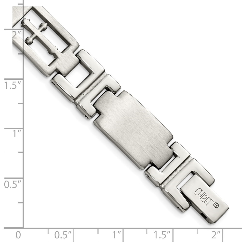 Diamond2Deal Stainless Steel Brushed and Polished Cross Link Bracelet for Men 8.5"