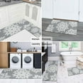 thumbnail image 5 of Gray and White Floral Pattern Kitchen Rugs Sets Of 2,Anti Fatigue Kitchen Mat Rugs Non Slip Washable,Decorative Kitchen Floor Mats for Kitchen,Sink,Laundry,17"x30"+17"x47", 5 of 7
