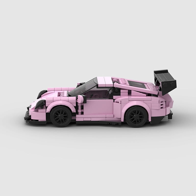 MOC Pink Sports Car Building Set, 1:32 Scale GT3 Race Car Model Kit, Speed Champions Style Collectible Brick Toy for Kids & Adults