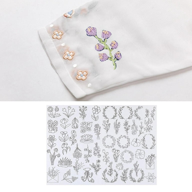 Water Soluble Stabilizer Transfer Patch Paper Embroidery Topping Film  Fabric Stabilizer Flower Patterns Hand Embroidery Pattern for Aprons Style  A 