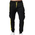 thumbnail image 5 of SOOMLON Men's Lightweight Loose Fit Sweatpants Pocket Lounge Pants Patchwork Elastic Waist Multiple Fitness Sport Pants Yellow S, 5 of 8
