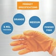 thumbnail image 4 of MMBM Orange Nitrile Gloves Medium Powder Free Disposable Exam Grade 5 Mil Fully Textured Latex Free 2000 Pieces, 4 of 7