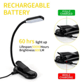 thumbnail image 3 of Lampe de Lecture Rechargeable Mini 7 LED Lampe de Lecture Flexible à 3 Niveaux Facile à Clipser au Lit Noir, 3 of 7