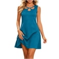 thumbnail image 4 of ClodeEU Women's Sleeveless Cutout Neck Mini Dress,Casual A Line Sundress for Summer Navy,Women's Plus XL, 4 of 7