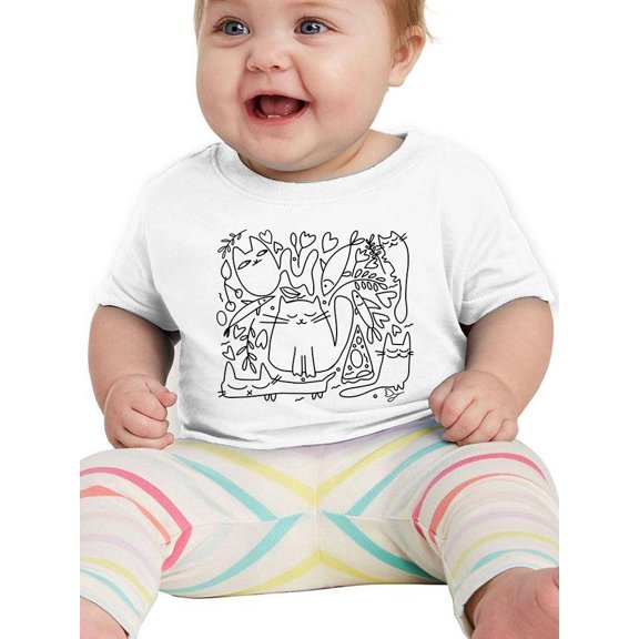 Set Of Cats And Doodles T-Shirt Infant -Image by Shutterstock, 24 Months