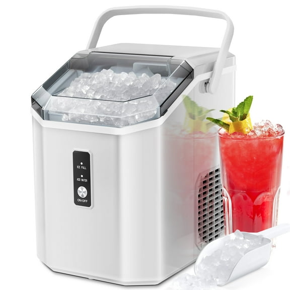 Havato Pro Nugget Ice Maker, Portable Countertop Machine for Chewable Crushed Ice | 34Lbs/24H, Self-Cleaning, Quiet & Compact (Sleek White)