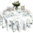 thumbnail image 1 of Summer Eucalyptus Leaves Round Tablecloth: 60 Inch Waterproof Spring Tablecover – Ideal for Kitchen/Home Decoration – Vibrant Green Design for Festive Occasions, 1 of 1