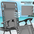 thumbnail image 4 of Magshion Patio Zero Gravity Lounge Chairs, Outdoor Folding Beach Recliners with Headrest and Foot, Gray, 4 of 11