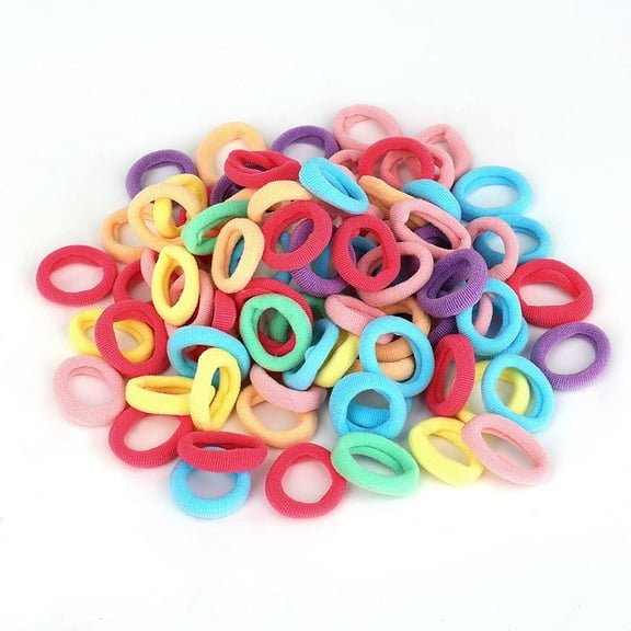 100pcs Small Elastic Hair Bands, Multicolor Baby Elastic Hair Tie, Eye-catching Fluorescent Color Toddler Hair Elastics for Ponytails Kids Girls Women (Mixed Light Color)