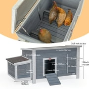 PETSFIT Large Chicken Coop with Nesting box, Weatherproof Hen House,Poultry Cage,3-5 chicken, Grey