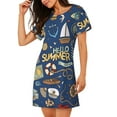 thumbnail image 2 of Lsque Marine Nautical Pattern Nightgowns for Women Sleep Shirts Short Sleeve Nightshirt Pullover Nightdress Soft Sleepwear Relaxed Fit Nightdress, 2 of 6