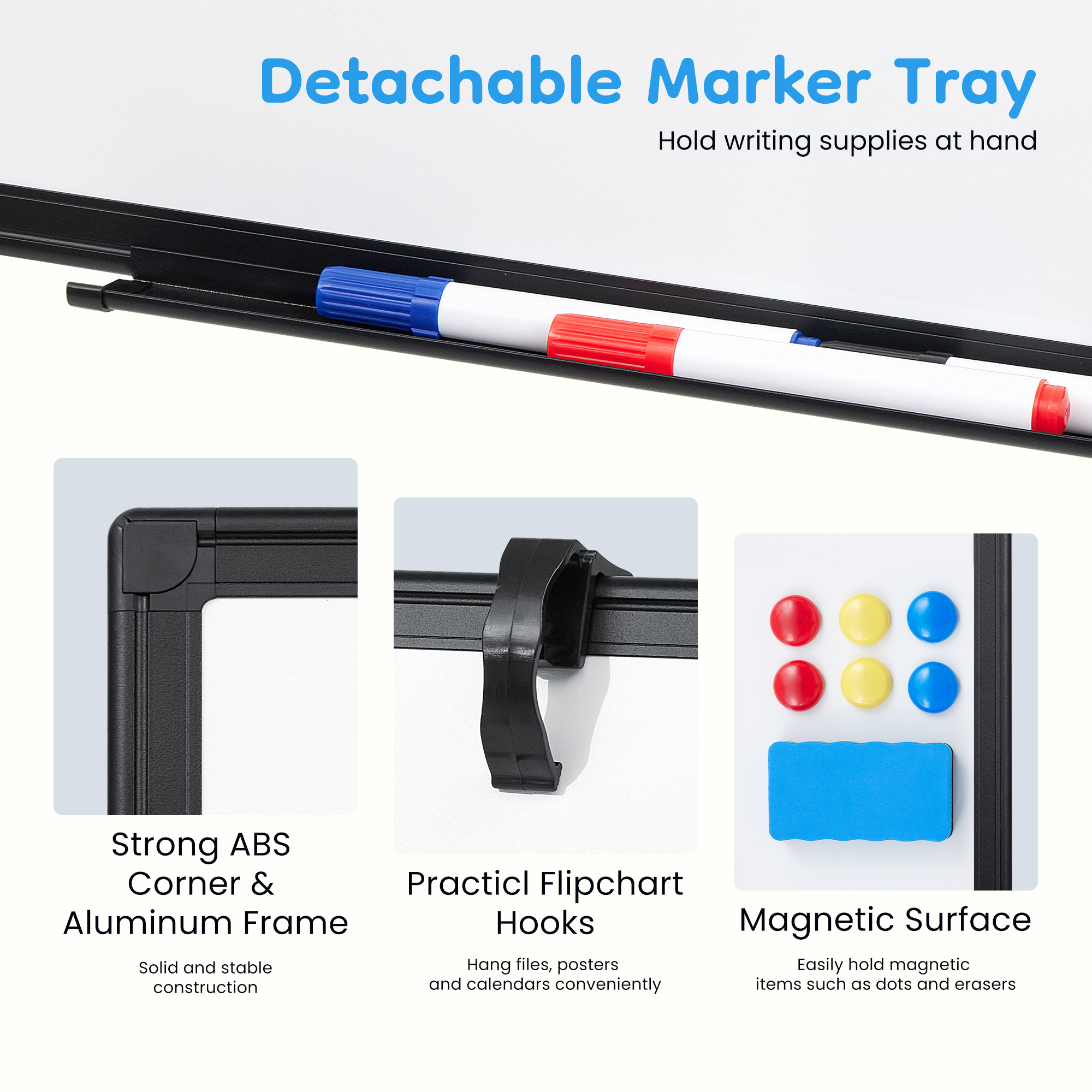LIFERECORD 36"x24" Magnetic Portable Easel Dry Erase Board, Flipchart Easel Stand Tripod Whiteboard, Black