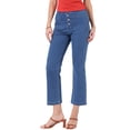 thumbnail image 4 of INSPIRE CHIC High Waisted Jeans for Women Stretchy Straight Leg Buttoned Denim Pants with Pockets XS Blue, 4 of 6