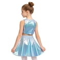 thumbnail image 4 of Haitryli Kids Cheer Outfit Hip Hop Dance Dress Sets 2 Pcs Shiny Skirt And Top Set for Stage Performance Light Blue 6-10, 4 of 7