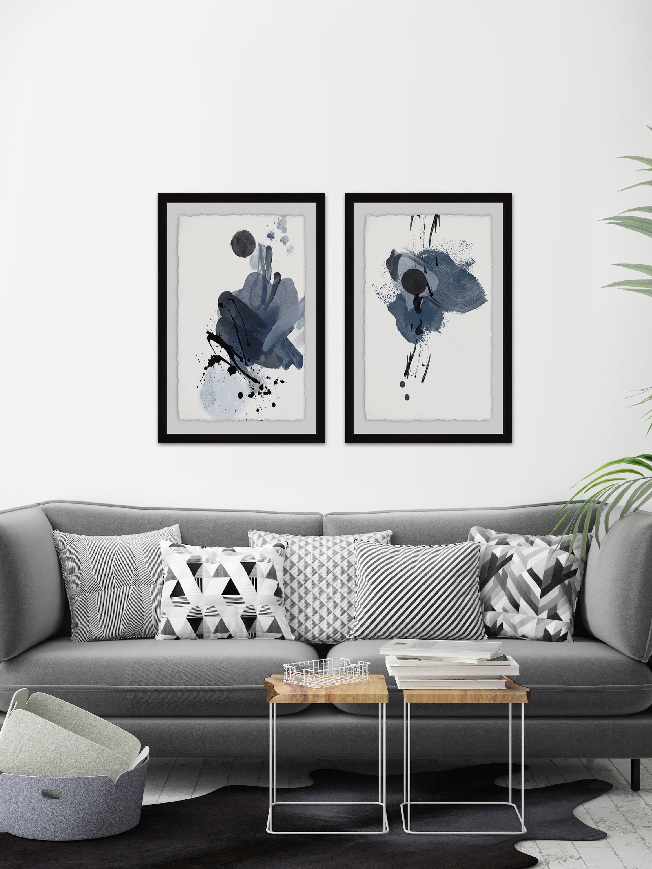Marmont Hill Dark Strokes Diptych, 24" x 32"