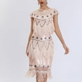 thumbnail image 2 of XFLWAM 1920s Gatsby Dresses for Women Cap Sleeve Fringe Flapper Dress Roaring 20s Sequins Beaded Dress Vintage Art Deco Dress, 2 of 9