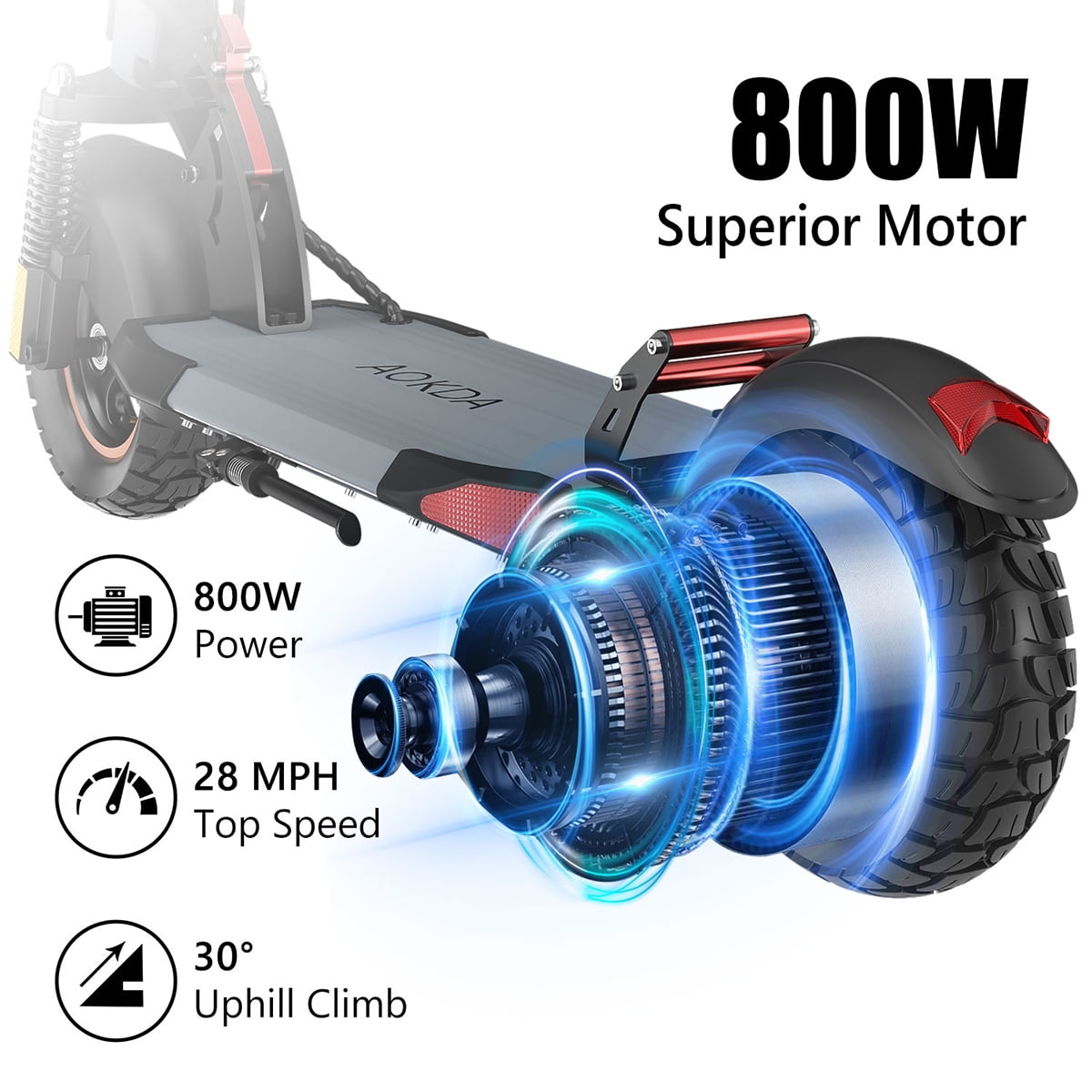 AOKDA Foldable Electric Scooter for Adults 800W 20 Miles Long Range 3 Speeds Commuter E-Scooter up to 28mph, Electric Skateboard for Kids Boys Girls 14+