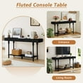 thumbnail image 4 of Wirrytor Long Console Table with Drawers for Living Room, Narrow Fluted Sofa Table with Open Storage Shelf, Couch Table Behind Sofa, Entryway table, Hallway Table ,Black, 4 of 7