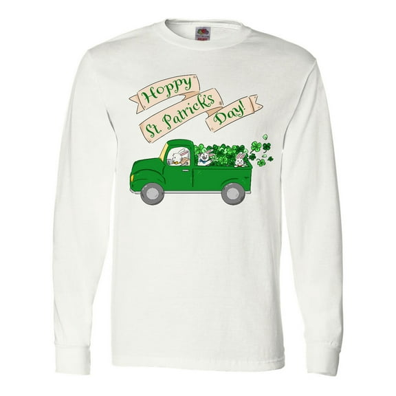 Inktastic Hoppy St. Patrick's Day Green Bunny Truck Long Sleeve T-Shirt