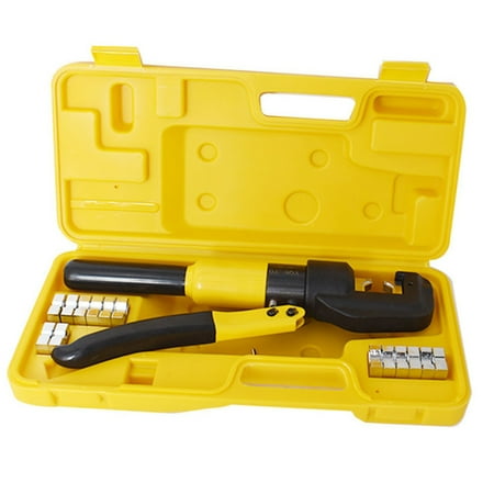 

Hydraulic Cable Crimper Hand Tool 10 Ton 9 Dies Wire Terminals Hydraulic Crimper for Crimping AWG 12 to 2/0 Wire Lugs Terminal