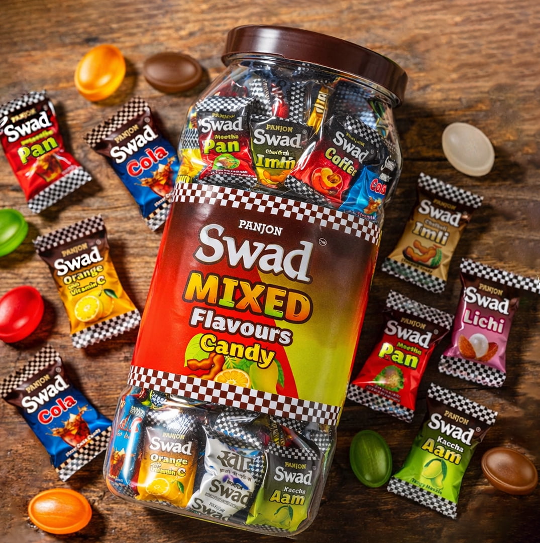 Panjon Swad Mixed Candy 500g Jar – Assorted Flavors Hard Candy | Sweet & Tangy Variety Mix