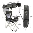 thumbnail image 4 of Camping Brothers Camping Chair with Shade Canopy - Outdoor Folding Patio Chair - Includes Retractable Sun Shade, Cup Holder, Side Pockets (Maroon), 4 of 5