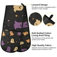 thumbnail image 2 of Yayeee Double Oven Mitt Kitchen Heat Resistant Baking 35" x7" Quilted Glove, Black Halloween Ghosts, 2 of 6