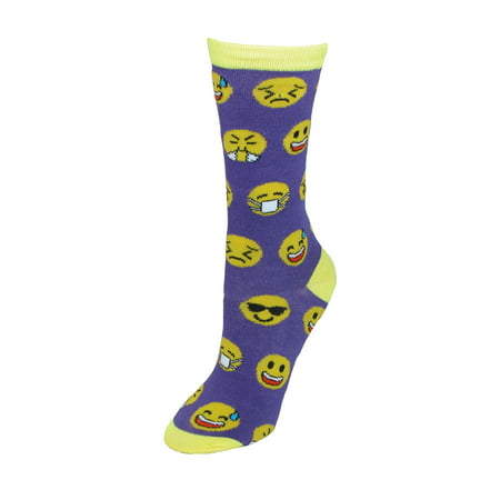 CTM Women's Emoji Crew Smiley Face Socks, Size: one size - Walmart.com