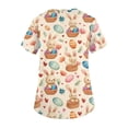 thumbnail image 5 of LTTVQM Women's Easter Scrub Tops Bunny Eggs Print Happy Short Sleeve Scrub Tops Casual V Neck Holiday Tops with Pockets Beige 3XL, 5 of 5