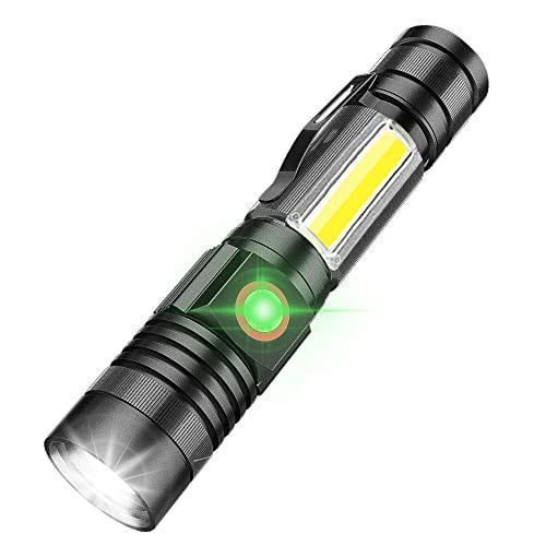 IP65 Waterproof Zoomable Torch Flashlight for Kids Camping Emergency Hiking 2 Pack Small Torches LED Super Bright with Clip and 4 Modes BUCASA LED Torch USB Rechargeable