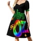 thumbnail image 2 of Vestido de noche de manga corta con diseño de payaso del submarino amarillo para mujer., 2 of 8