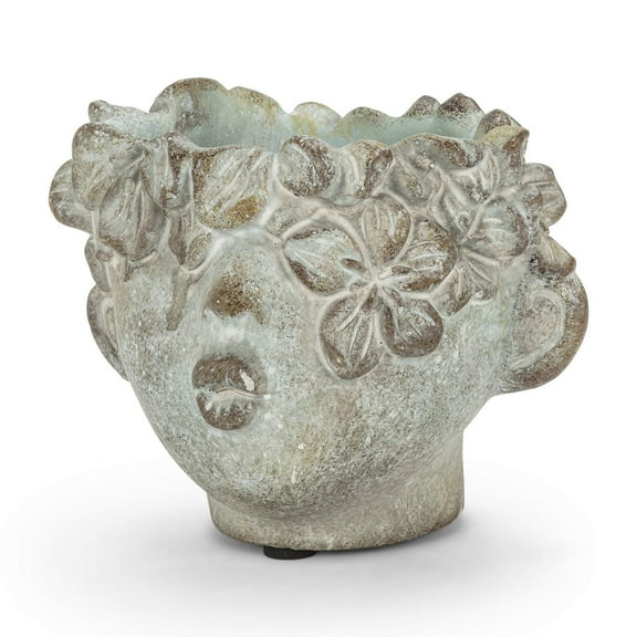 Abbott Collection 27-BACI-042 Mini Kissing Face Planter, Grey