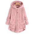 thumbnail image 3 of Buttoned Irregular Hooded Plush Top, 3 of 6