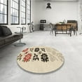 thumbnail image 3 of Ahgly Company Indoor Round Patterned Wheat Beige Area Rugs, 5' Round, 3 of 6