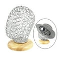 thumbnail image 3 of Modelo de maniquí Yuyangstore Cabeza de maniquí ahuecado de metal con pantalla de gafas de sombrero de base de madera, 3 of 8