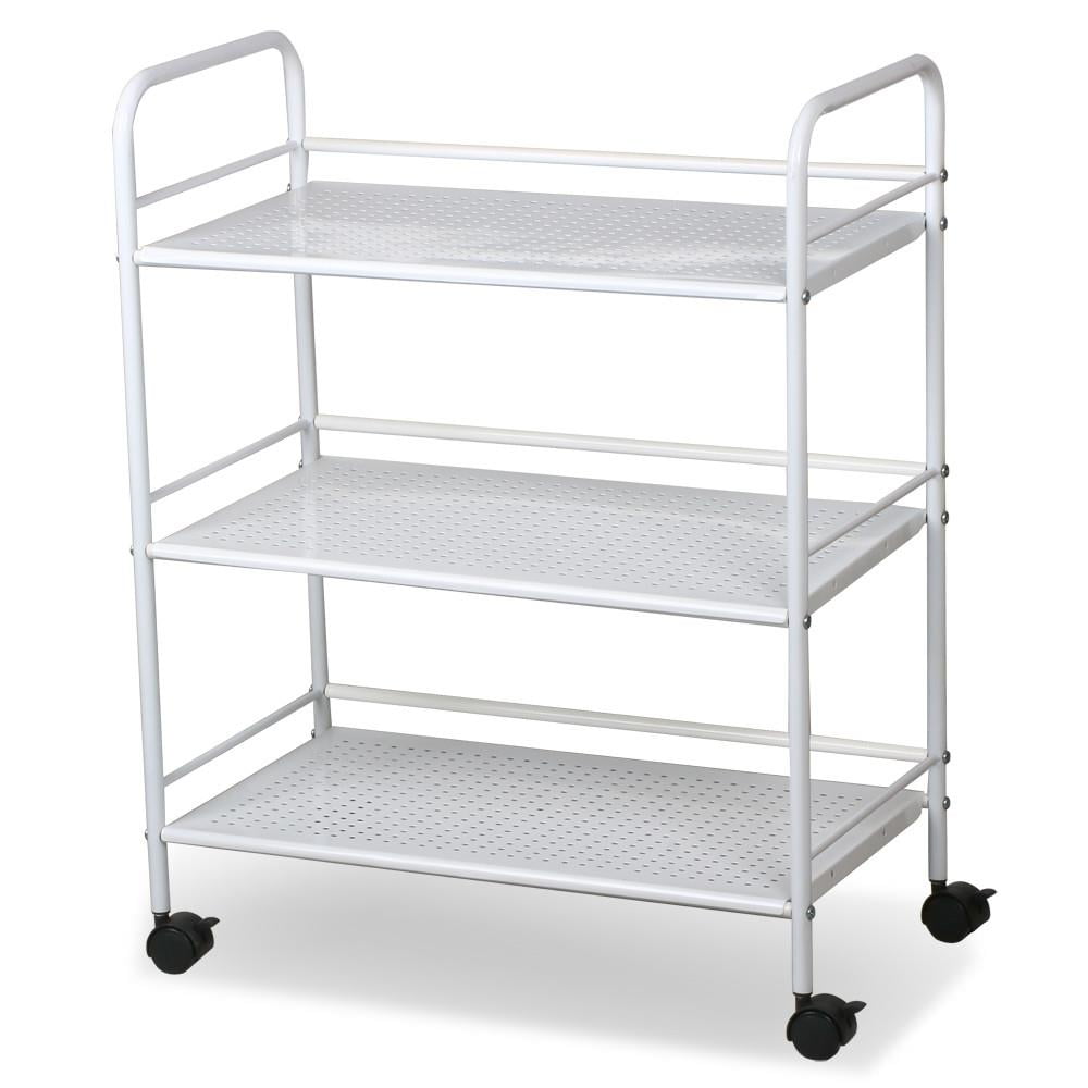 Topeakmart 3 Tier Salon Trolley Cart Rolling Kitchen Storage White