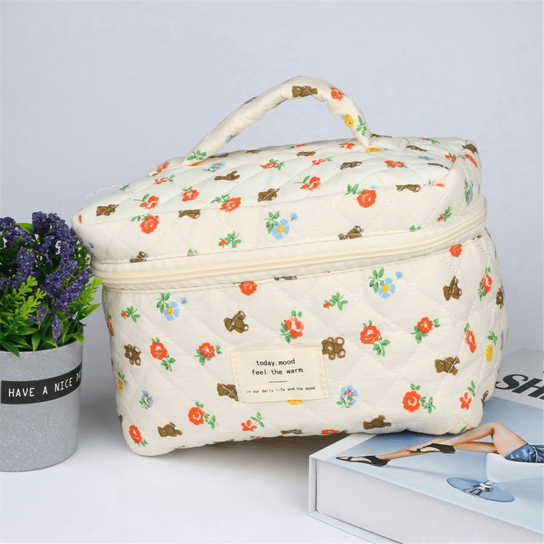Cosmetic Bags for Women Cute Floral Makeup Bag Organizer Storage Make Up Bag Travel Toiletry Bags Handbags Purses