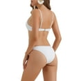 thumbnail image 3 of INSPIRE CHIC Women's Push Up Swimsuit Underwire Ruched Top, 2 Pieces High Cut Thong Bottoms Bikini Set Bathing Suit Small White, 3 of 5