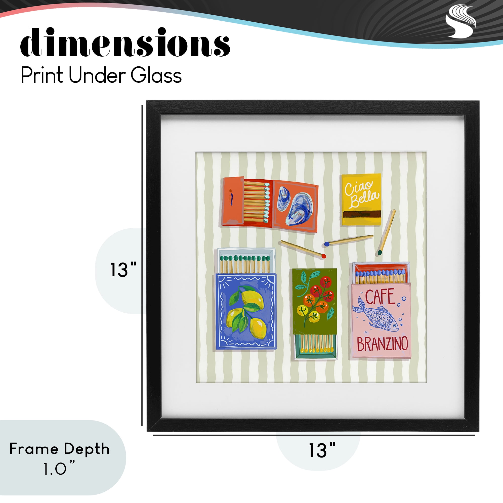 Stupell Industries Ciao Bella Seaside Matchboxes Black Framed Print Under Glass, design by Rachel Nerney
