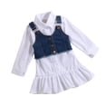 thumbnail image 2 of Esaierr Robe pour Filles 2-7 Ans Couleur Unie + Ensemble Robe Débardeur pour Enfants Printemps Automne Confort Décontracté, 2 of 9