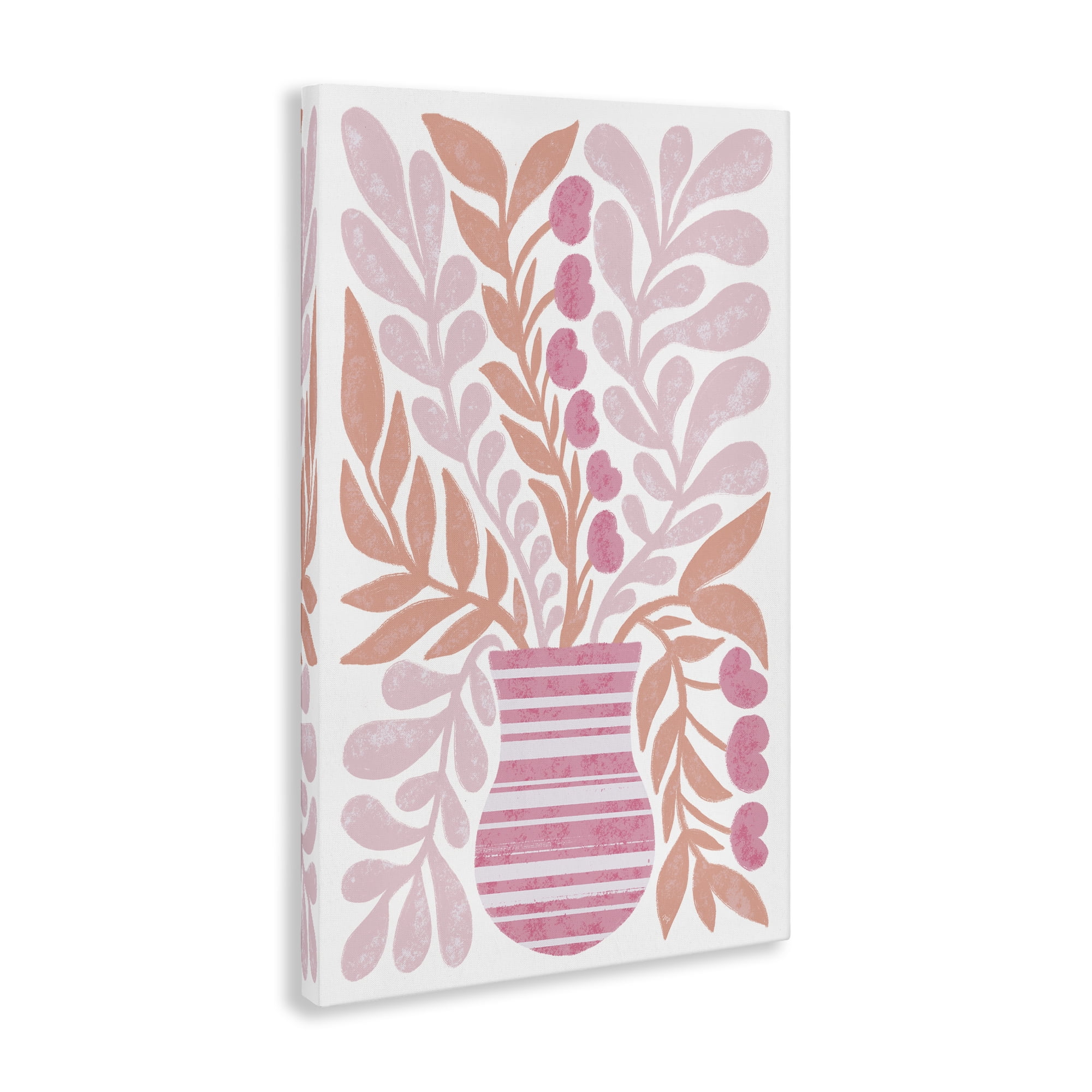 Stupell Industries Pink Fronds Vase Plants & Flowers Painting Wrapped Canvas Art Print Wall Art, 20 x 30