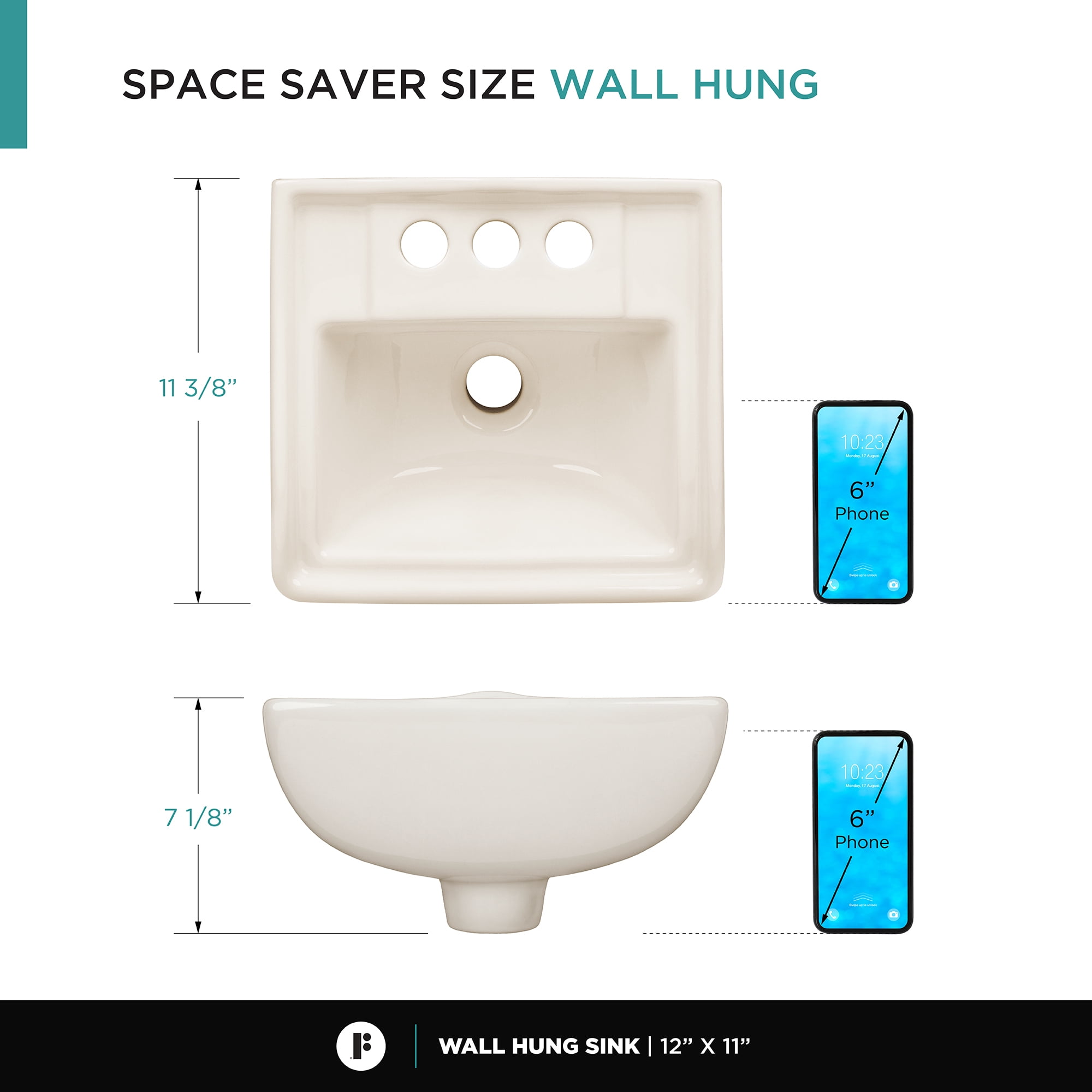 Fine Fixtures  Ceramic Biscuit Small Wallmount Sink - 12"